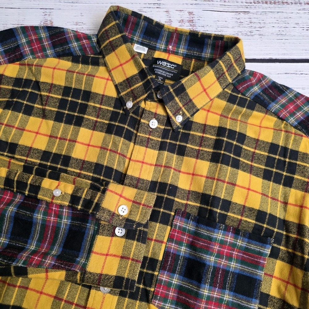 WESC‎ Unisex XL/2XL Long Sleeve Flannel Button Down Shirt Olavi Tartan Relaxed